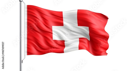 Professional illustration of the Switzerland state flag waving, EU colors, high-quality image