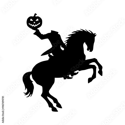 Silhouette Ghost Rider on Horse - Halloween Vector