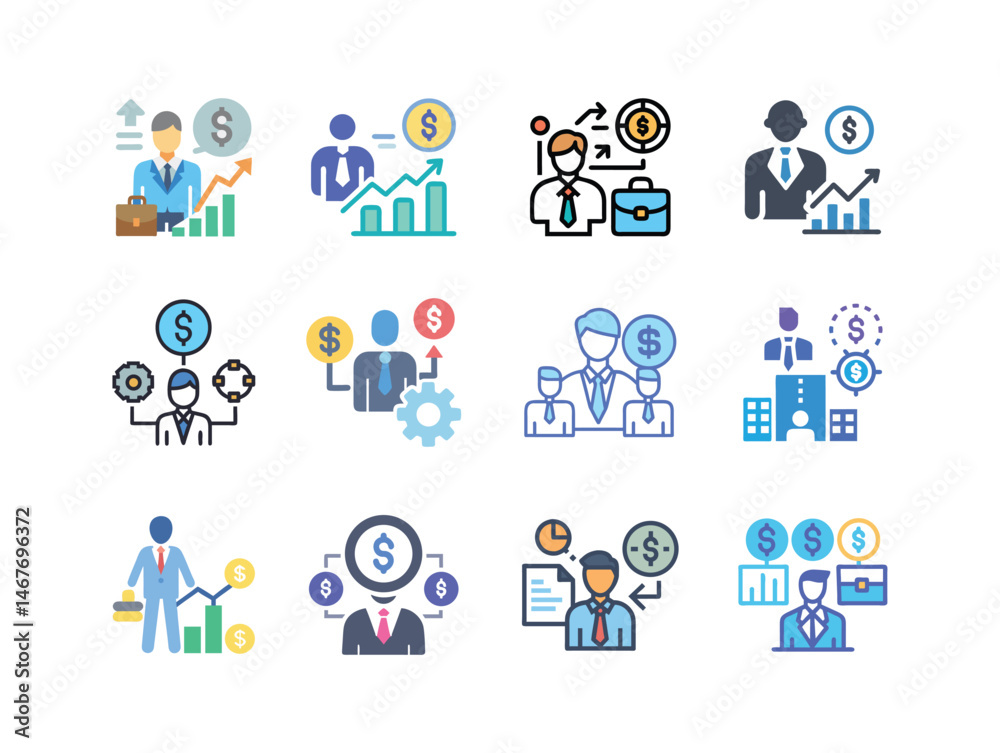 Set of business people icons, network, social, connection, growth, vector illustration on white background. Set of business people icons, network, social, connection, growth, vector illustration on white background.