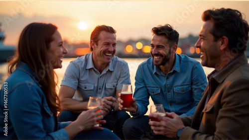 Casual Maritime Team Socializing Post-Shift