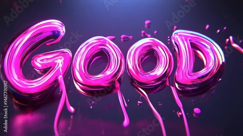 Vibrant Pink 'GOOD' Liquid Letters Digital Art