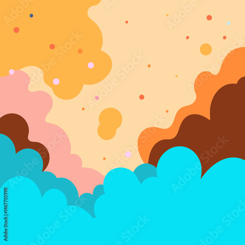 Abstract pastel cloud shapes vibrant summer colors playful design cheerful mood artistic background