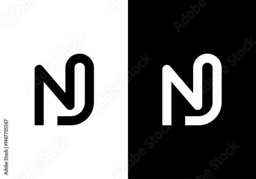 NJ, JN letters initial monogram logo