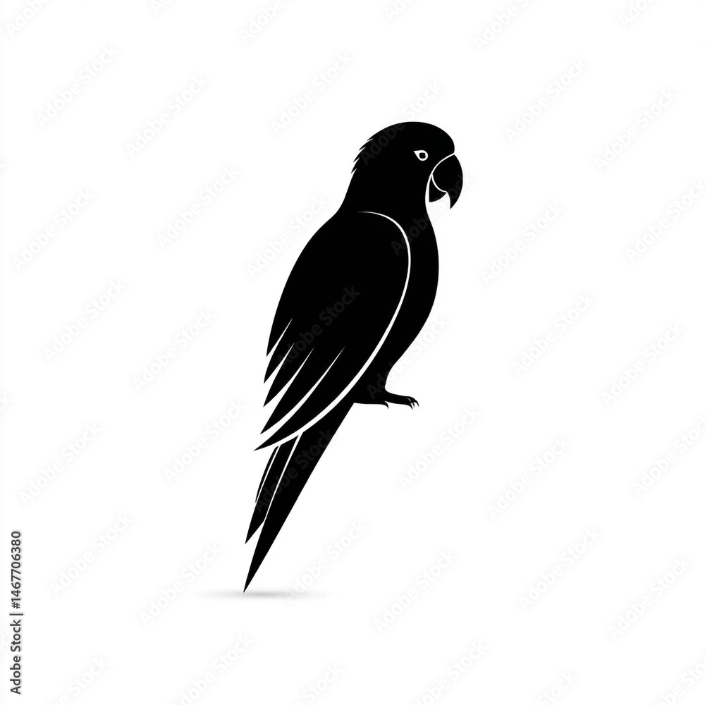 Fototapeta premium Parrot bird silhouette vector illustration on white background.
