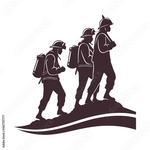 silhouette vector firefighters icon pose
