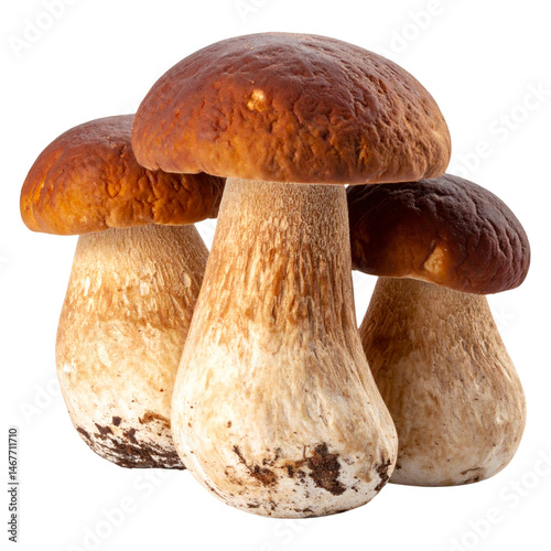 Close-Up of Large Porcini Mushrooms, Isolated transparent background png
