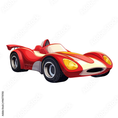 Bright red race car model with sleek design and curved body suitable for display or play on any surface