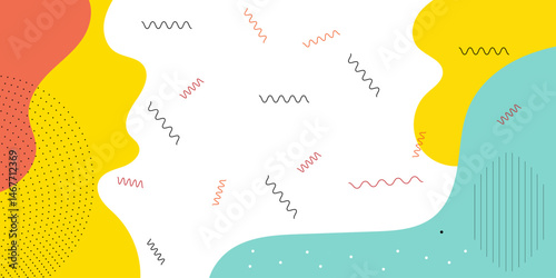 Colorful Abstract pop art paint splash background with wave pattern. geometric vector design of trendy Memphis 80s-90s style	