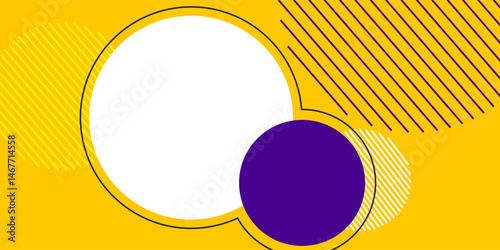 Abstract banner background vector illustration with circle purple blue and yellow color combination and copy space for advertising or backdrop. vector