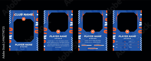 Set of player trading card template, Photo frame and border collection for soccer, hockey, volleyball, and basketball players, sports flyer layout design, Template eps 10.
