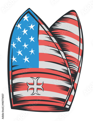 The new Pope hat with american flag in cartoon style. vector illustration