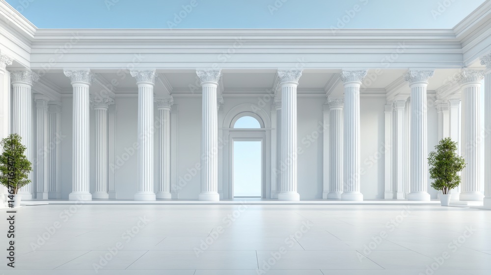 Obraz premium Elegant Minimalist Interior with Classic Columns and Bright Open Space