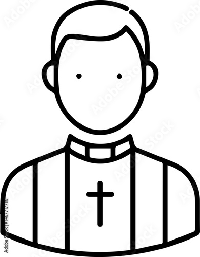 Cleric with cross symbol in a simple line art style