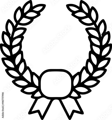 Laurel wreath with ribbon on a white background