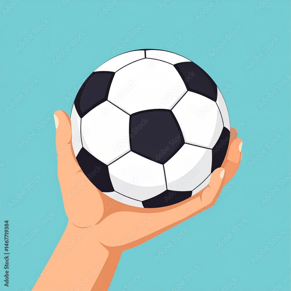 Fototapeta premium hand holding soccer ball
