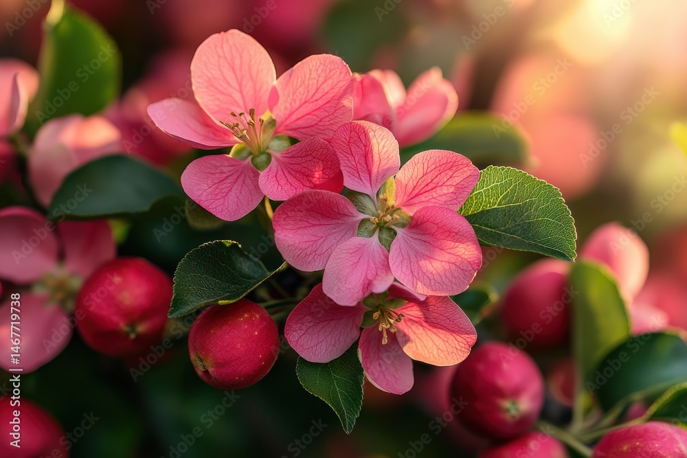 Obraz premium Apple flowers blooming under the warmth of spring sunlight