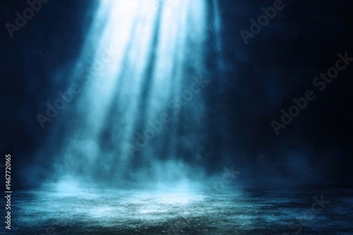 Ethereal Light Beams Descending, Illuminating the Mystical Ground with Soft Radiance