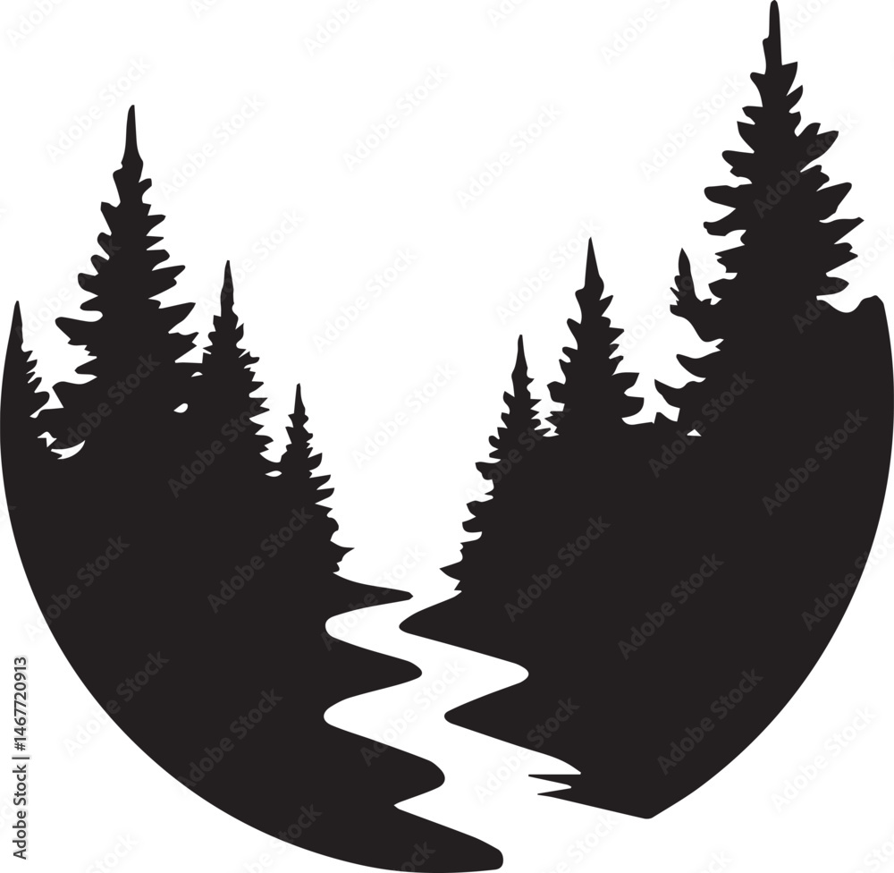 Obraz premium tree silhouette Vector | Minimalist & Trendy tree Silhouette Design | Unique & Stylish tree Artwork for Vector design