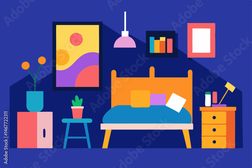 vector illustration of living room with a fireplace