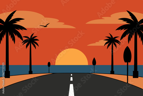 palm trees at sunset