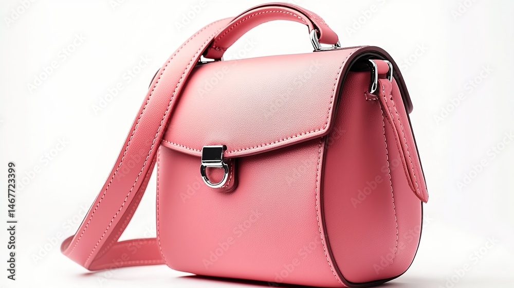 custom made wallpaper toronto digitalA pink leather women's shoulder bag with handle, adjustable strap, and metal buckle.