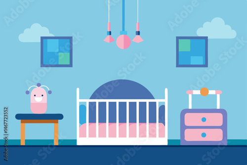 vector illustration of a bedroom with a window