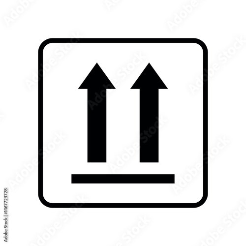 this side up icon vector illustration with two arrows, packaging orientation label for fragile shipments
