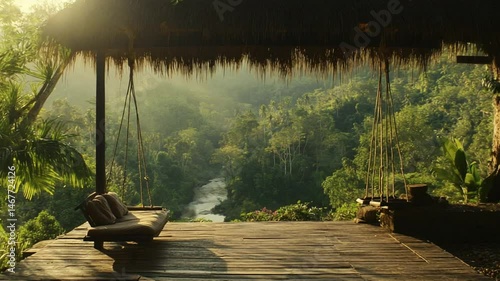 Serene Jungle Vista: A Tranquil Getaway in Lush Tropical Paradise