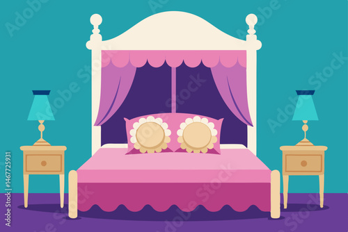 vector illustration of a bedroom with a window