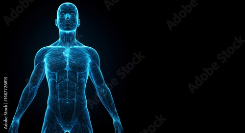 Human anatomy, muscular system, digital illustration photo