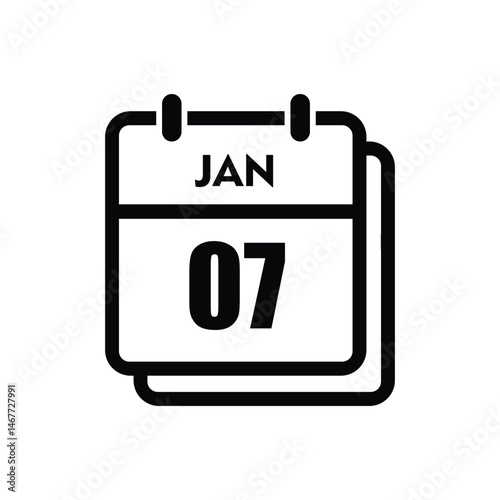 calender icon, 07 january icon with white background