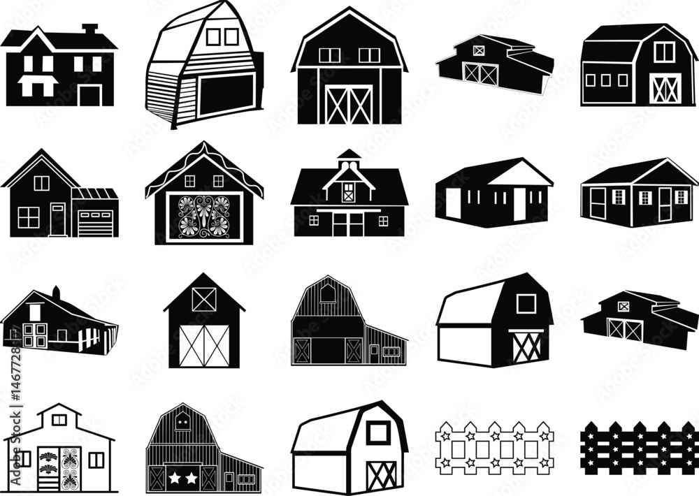 Fototapeta premium Barn Eps, Vector Art & Graphics Black and White