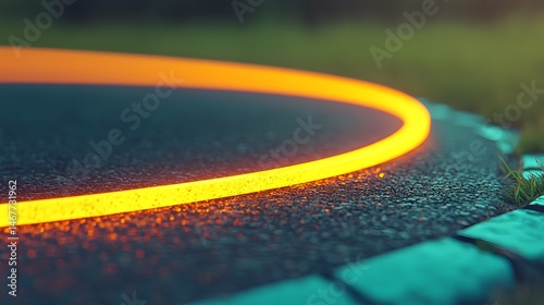 Glowing Orange Line on Dark Ground photo
