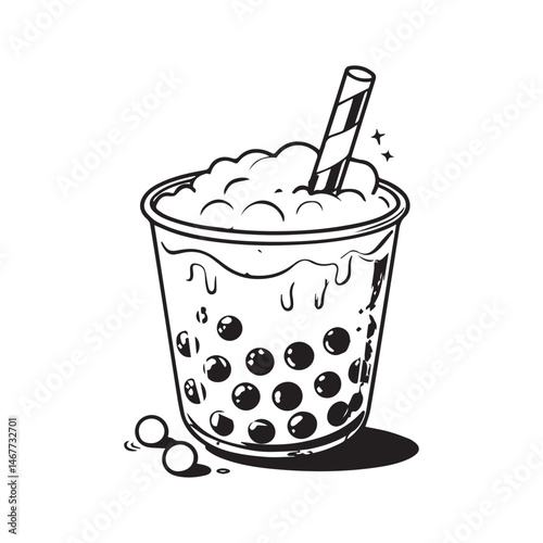  A Glass with Boba Pearls
