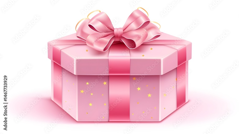 Fototapeta premium Pink Open Gift Box Realistic 3D Design for Christmas Decoration Inspiration
