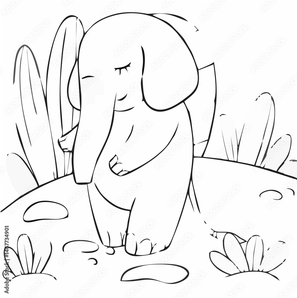 Obraz premium A children coloring bookpage an elephant