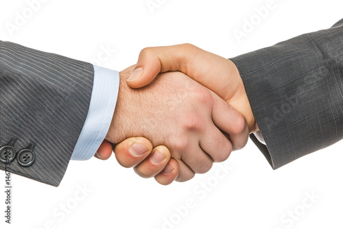 Business handshake close up view on transparent background