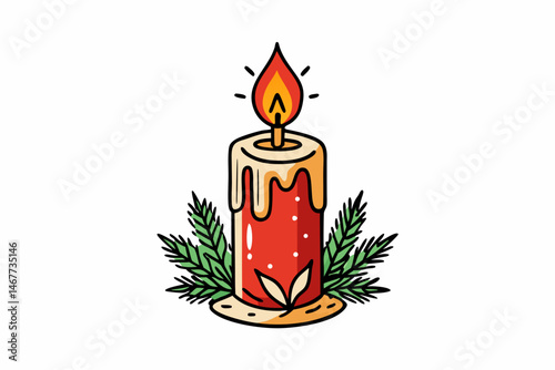 burning candle on a white background
