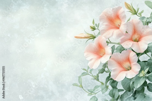 Pastel flowers in soft tones against a textured background.