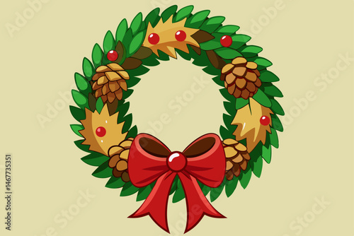 christmas wreath vector illustration