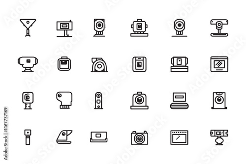 360 Degree Camera Outline Illustration