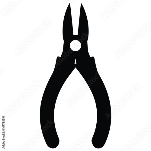 The isolated solid black lineman plier tool reveals a simple yet effective design