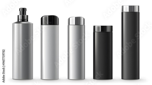 Professional Blank Black and Silver Package Mockup Templates for Packaging Design