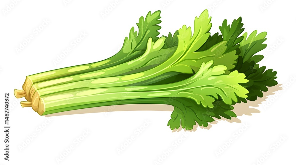 Fototapeta premium Celery Cartoon Vector Illustration Isolated on White Background for Designs and Projects