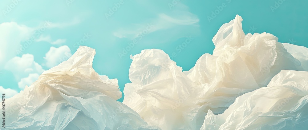 Fototapeta premium Plastic Clouds Against a Light Blue Sky