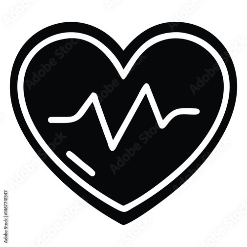 Heart with pulse line symbolizes healthcare and cardiovascular well being in this vector