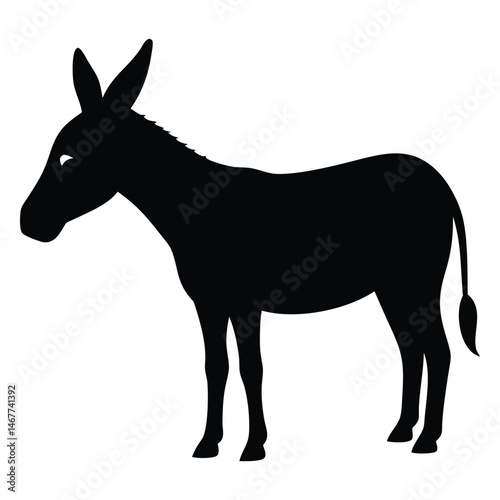 Isolated animal shows a standing donkey silhouette against a clean backdrop