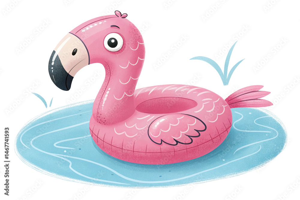 Naklejka premium Cute cartoon swan illustration, isolated in white, with a heart symbol showing love in nature