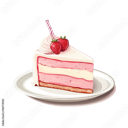 Flat vector Birthday Cake, minimalist design, isolated on a white background.