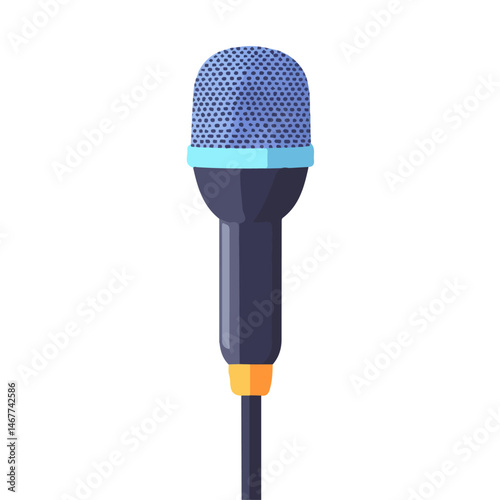 Flat vector Microphone, minimalist design, isolated on a white background.